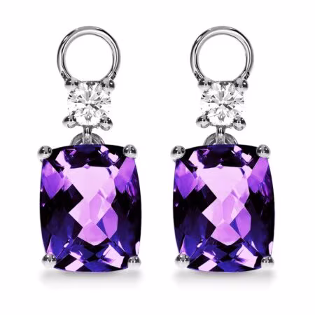 AMAVEO Harmony Charms aus Gold, Lila Kissen-Amethyste 3,80 ct mit Akzent-Diamanten
