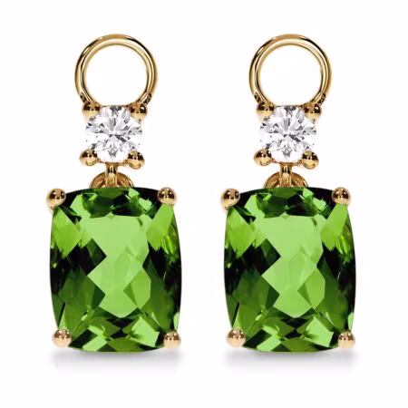 AMAVEO Harmony Charms aus Gold, Grüne Kissen-Peridote 4,40 ct mit Akzent-Diamanten