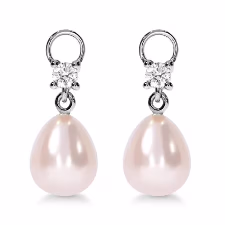 AMAVEO Couture Charms aus Gold, Tropfenförmige Süßwasserperlen 8,50 ct mit Akzent-Diamanten