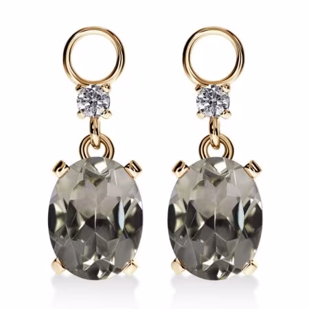 AMAVEO Spectra Charms aus Gold, Ovale Grüne Amethyste 3,20 ct mit Akzent-Diamanten