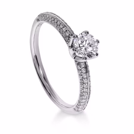 FIDELIS Solitärring aus Gold, Runder Diamant 0,50 ct mit Akzent-Diamanten