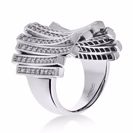CURVUS Fancy Ring aus 750er Weißgold, 119 Runde Diamanten 1,19 ct