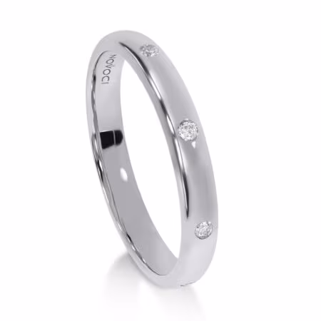 BASIO Band Ring in Gold, 3.00 mm Width, Round Diamonds 0.10 ct