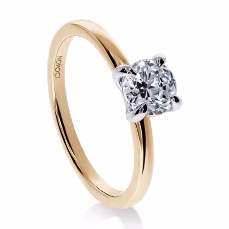ELEGANZ Solitärring Bicolor aus 750er Weiß- & Gelbgold, 1 Runder Diamant 0,80 ct