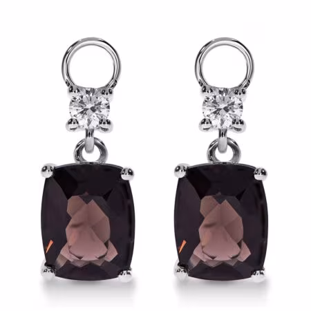AMAVEO Harmony Charms aus Gold, Kissenförmige Rauchquarze 3,80 ct mit Akzent-Diamanten