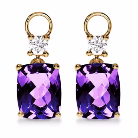 AMAVEO Harmony Charms aus Gold, Lila Kissen-Amethyste 3,80 ct mit Akzent-Diamanten