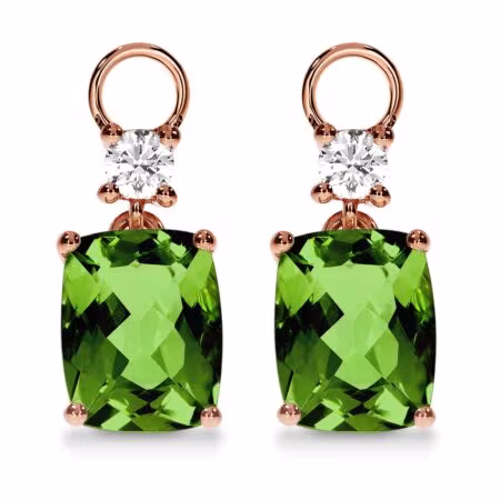 AMAVEO Harmony Charms aus Gold, Grüne Kissen-Peridote 4,40 ct mit Akzent-Diamanten