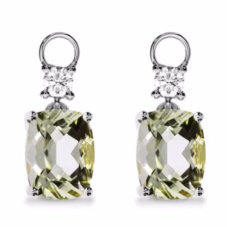 AMAVEO Harmony Charms aus Gold, Grüne Kissen-Amethyste 3,80 ct mit Akzent-Diamanten