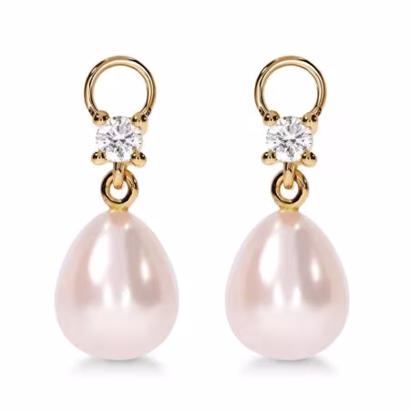 AMAVEO Couture Charms aus Gold, Tropfenförmige Süßwasserperlen 8,50 ct mit Akzent-Diamanten