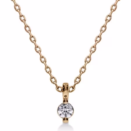 TERES Solitaire Pendant in Gold, Round Diamond 0.10 ct