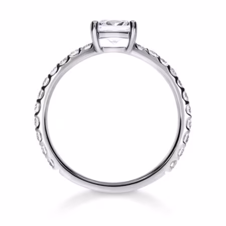 FACETA Solitärring aus Gold, Prinzess-Diamant 0,75 ct mit Akzent-Diamanten