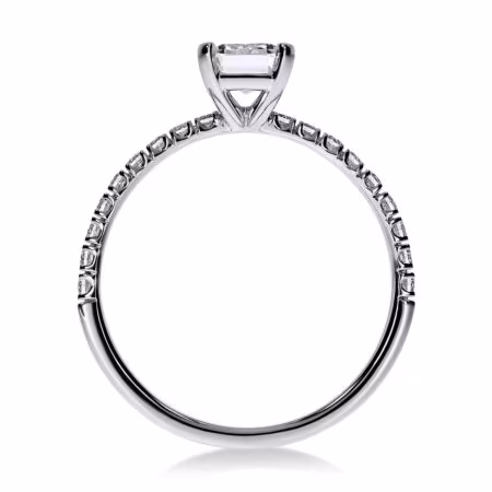 NOVIA Solitärring aus Gold, Diamant im Smaragdschliff 1,00 ct mit Akzent-Diamanten