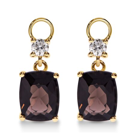 AMAVEO Harmony Charms aus Gold, Kissenförmige Rauchquarze 3,80 ct mit Akzent-Diamanten
