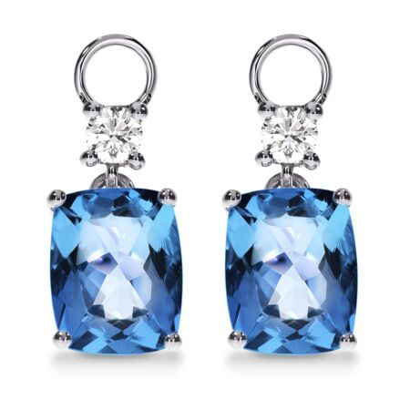 AMAVEO Harmony Charms in Gold, Cushion Swiss Blue Topazes 4.40 ct with Accent Diamonds