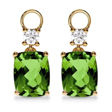 AMAVEO Harmony Charms in Gold, Cushion Green Peridots 4.40 ct with Accent Diamonds