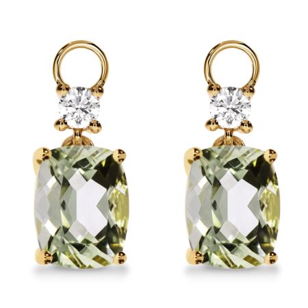 AMAVEO Harmony Charms in Gold, Cushion Green Amethysts 3.80 ct with Accent Diamonds