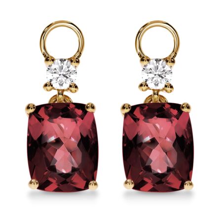 AMAVEO Harmony Charms aus Gold, Kissenförmige Rhodolith Granate 4,40 ct mit Akzent-Diamanten