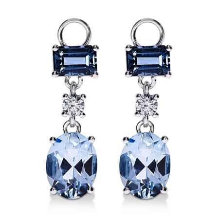 AMAVEO Expression Charms in Gold, Oval Sky Blue Topazes 4.00 ct, Emerald-Cut London Blue Topazes 1.60 ct with Accent Diamonds