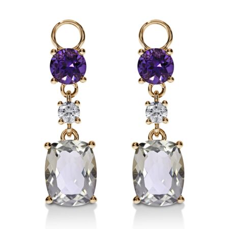 AMAVEO Luxe Charms in Gold, Cushion Green Amethysts 3.70 ct, Round Purple Amethysts 0.90 ct, with accent Diamonds