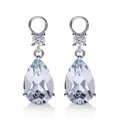 AMAVEO Elegance Charms in Gold, Pear Blue Aquamarines 3.80 ct with Diamonds