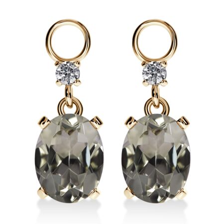 AMAVEO Spectra Charms in Gold, Oval Green Amethysts 3.20 ct with Diamonds