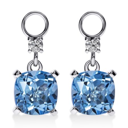 AMAVEO Spectra Charms in Gold, Cushion Sky Blue Topazes 4.20 ct with Diamonds