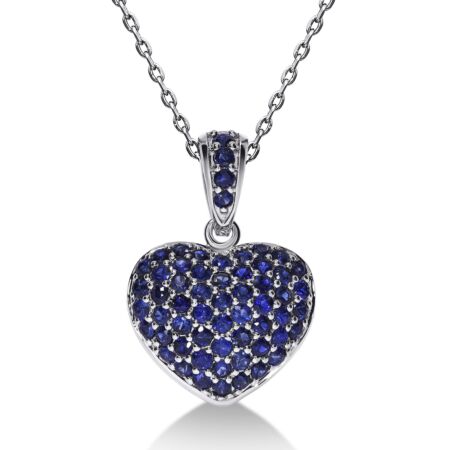 CUORE Herzanhänger aus Gold, Runde Blaue Saphire 0,77 ct