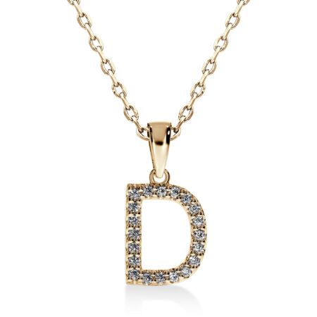 INITIALIS Anhänger Buchstabe D aus Gold, Runde Diamanten 0,12 ct