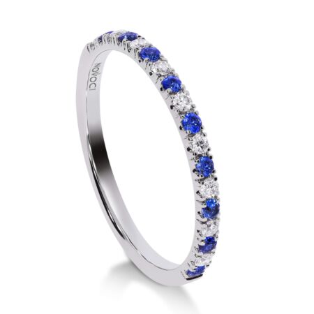 NOVA Memoire-Ring aus Gold, Diamanten 0,14 ct, Blaue Saphire 0,16 ct - Halb