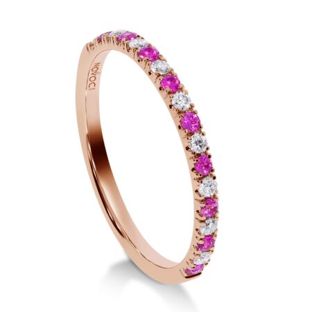 NOVA Memoire-Ring aus Gold, Diamanten 0,14 ct, Pinke Saphire 0,16 ct - Halb