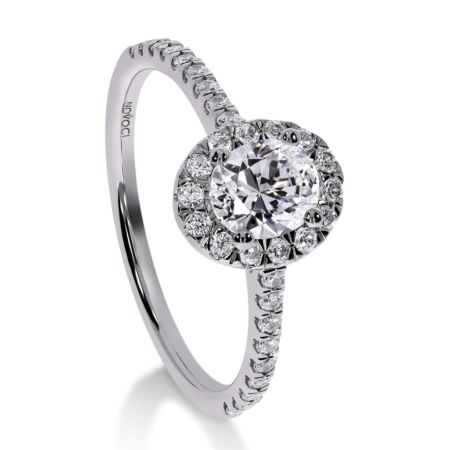 DULCI Halo-Ring aus Gold, Ovaler Diamant 0.50 ct mit Akzent-Diamanten