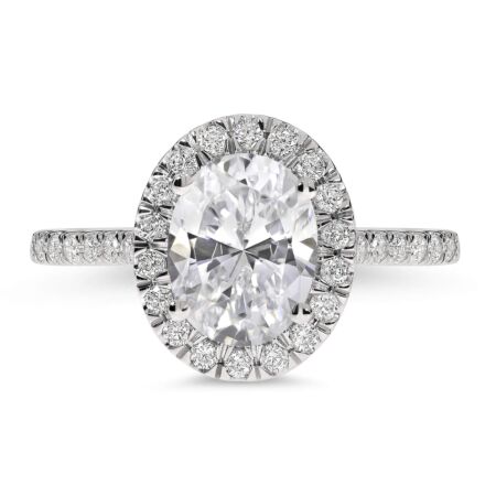 DULCI Halo-Ring aus Gold, Ovaler Diamant 2,50 ct mit Akzent-Diamanten