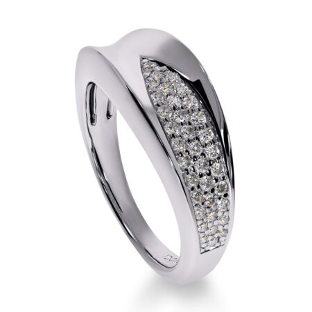 THE BOB Concave Ring aus Gold, Runde Diamanten 0,30 ct