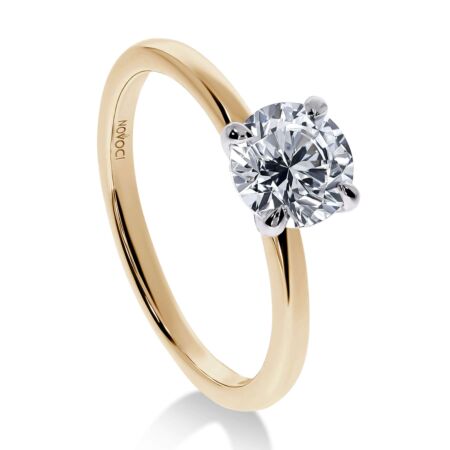 ELEGANZ Solitärring Bicolor aus Gold, Runder Diamant 1,00 ct