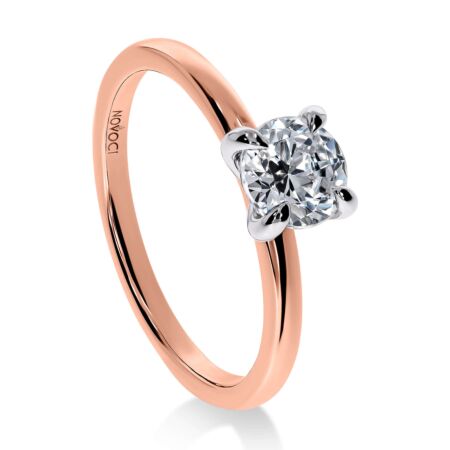 ELEGANZ Solitärring Bicolor aus Gold, Runder Diamant 0,80 ct