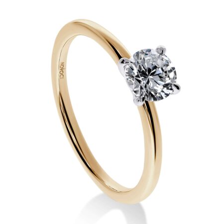 ELEGANZ Solitärring Bicolor aus Gold, Runder Diamant 0,60 ct