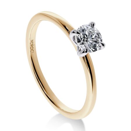 ELEGANZ Solitärring Bicolor aus Gold, Runder Diamant 0,50 ct