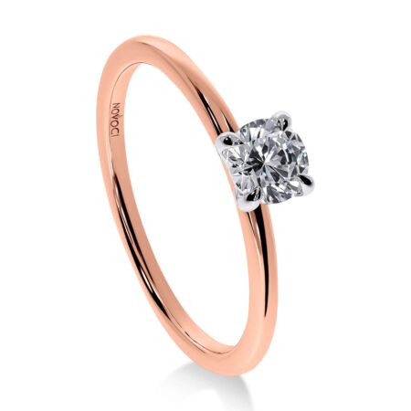 ELEGANZ Solitärring Bicolor aus Gold, Runder Diamant 0,40 ct