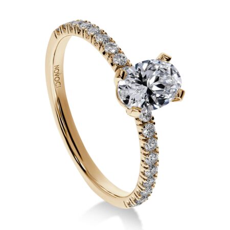 NOVIA Solitärring aus Gold, Ovaler Diamant 1,00 ct mit Akzent-Diamanten