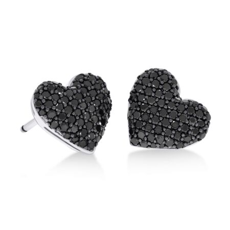 CUORE Heart Earrings in Gold, Round Black Diamonds 0.65 ct