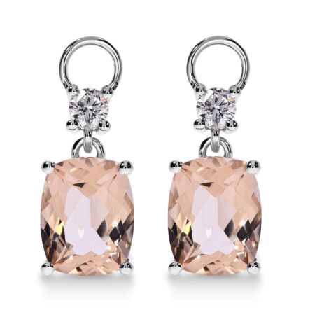 AMAVEO Harmony Charms in Gold, Cushion Peach Morganites 3.80 ct with Accent Diamonds