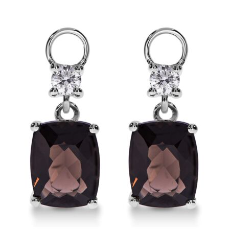 AMAVEO Harmony Charms aus Gold, Kissenförmige Rauchquarze 3,80 ct mit Akzent-Diamanten
