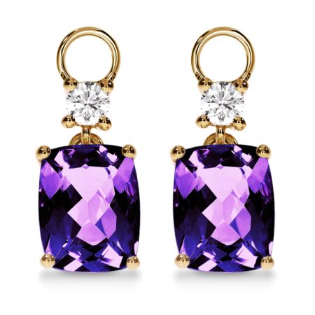 AMAVEO Harmony Charms in Gold, Cushion Purple Amethysts 3.80 ct with Accent Diamonds
