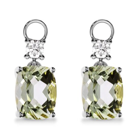 AMAVEO Harmony Charms in Gold, Cushion Green Amethysts 3.80 ct with Accent Diamonds