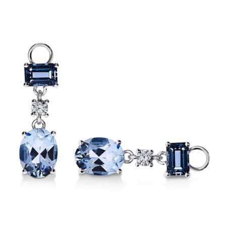 AMAVEO Expression Charms in Gold, Oval Sky Blue Topazes 4.00 ct, Emerald-Cut London Blue Topazes 1.60 ct with Accent Diamonds