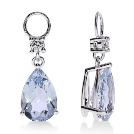 AMAVEO Elegance Charms in Gold, Pear Blue Aquamarines 3.80 ct with Diamonds