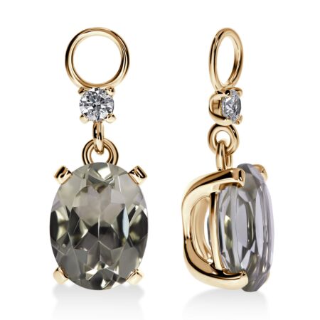 AMAVEO Spectra Charms in Gold, Oval Green Amethysts 3.20 ct with Diamonds