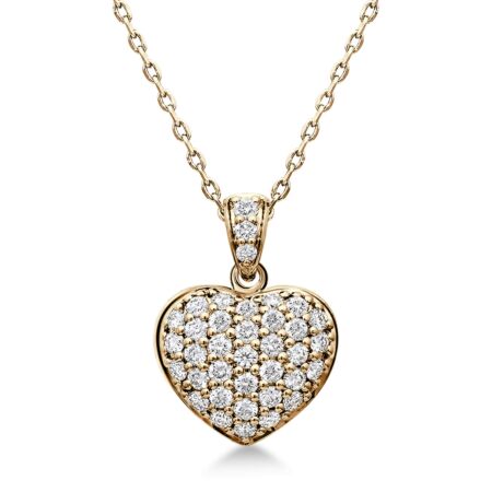 CUORE Heart Pendant in Gold, Round Diamonds 0.37 ct