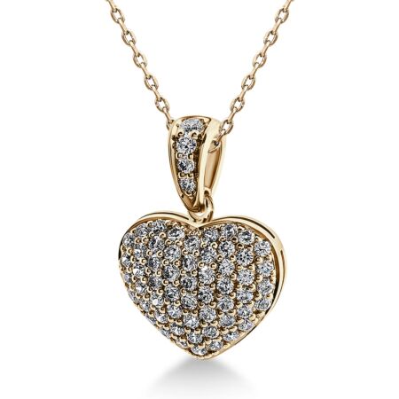 CUORE Heart Pendant in Gold, Round Diamonds 0.61 ct