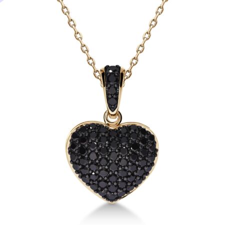 CUORE Herzanhänger aus Gold, Runde Schwarze Diamanten 0,61 ct